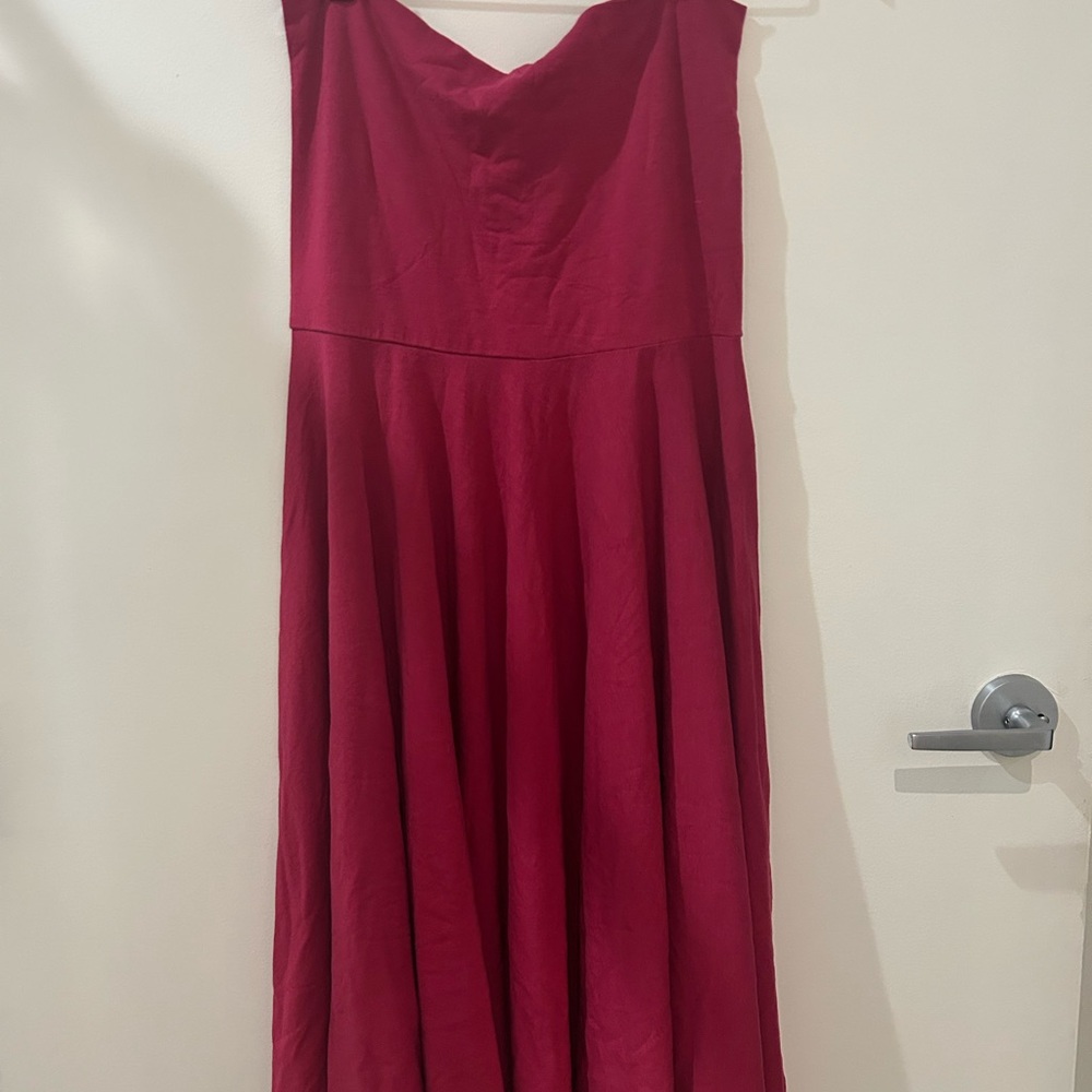 Fuchsia cotton Strapless Dress